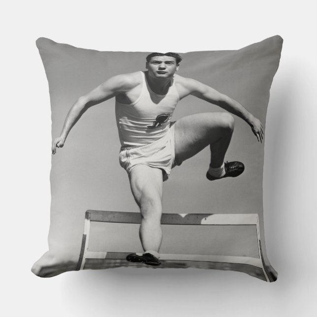 Hurdling Throw Pillow (Front)
