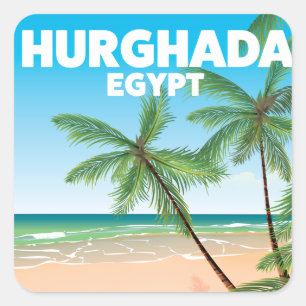 Hurghada Egypt travel poster Square Sticker