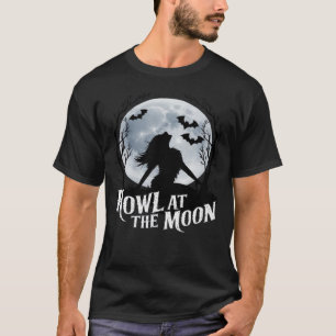 hurler au t-shirt de l'halloween de la lune