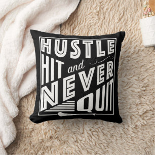 Hurling Hustle Hit & Never Quit, GAA Gaelic Games Throw Pillow