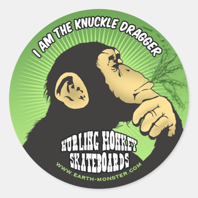 Hurling Monkey Window Classic Round Sticker (Front)