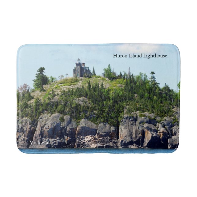 Huron Island Lighthouse wide angle bathmat (Front)
