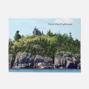Huron Island Lighthouse wide angle door mat