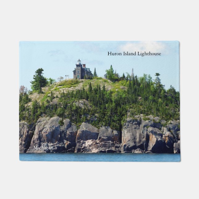 Huron Island Lighthouse wide angle door mat (Front)