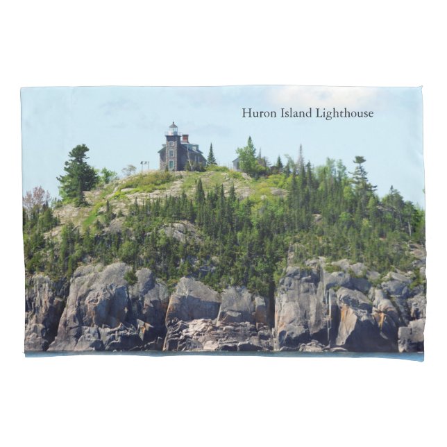 Huron Island Lighthouse wide angle pillowcase (Front)