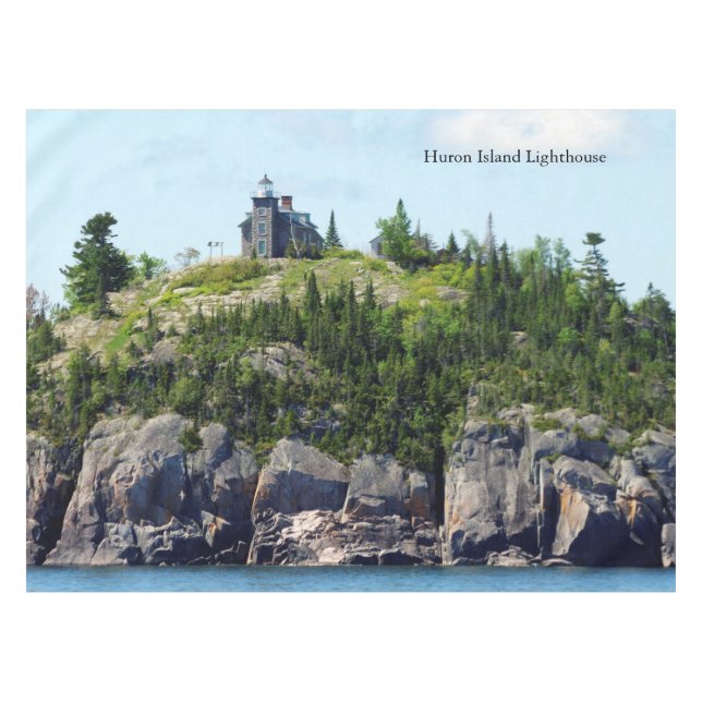 Huron Island Lighthouse wide angle table cloth (Front (Horizontal))