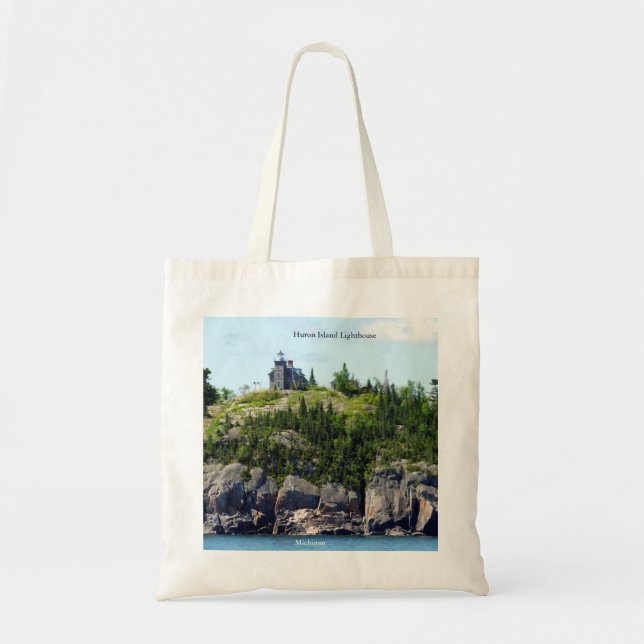 Huron Island Lighthouse wide angle tote bag (Front)