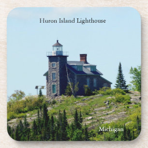 Huron Islands Lighthouse 6 plastic coasters