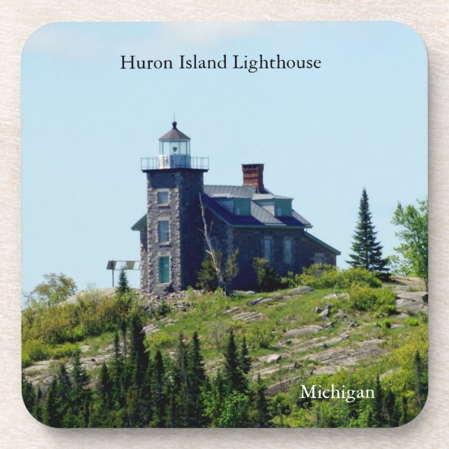 Huron Islands Lighthouse 6 plastic coasters (Front)