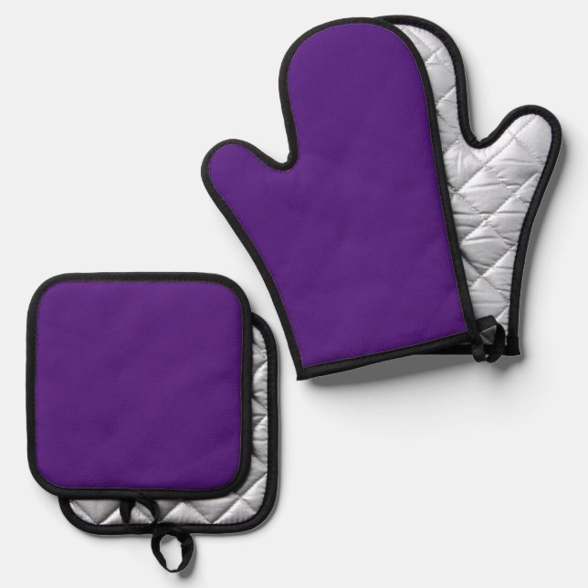 Hurrah! Royal Purple Heat Protection  Oven Mitt & Pot Holder Set (Front/Back)