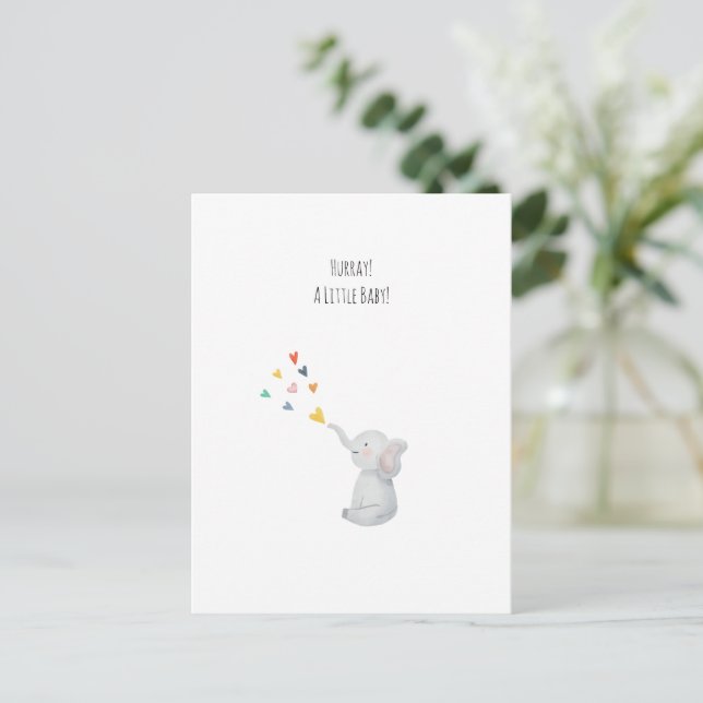 Hurray A Little Baby Cute Elephant Hearts Card (Standing Front)