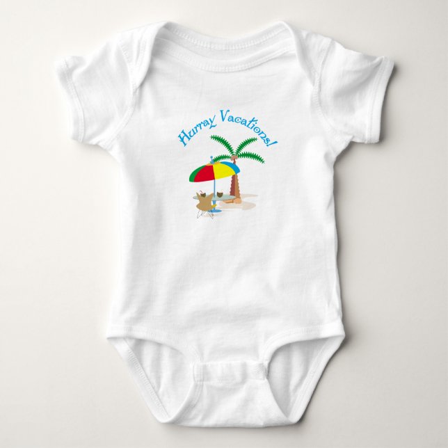 Hurray, vacation! baby bodysuit (Front)
