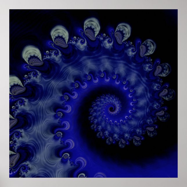 "Hurricane" Blue Swirl Fractal Poster (Front)