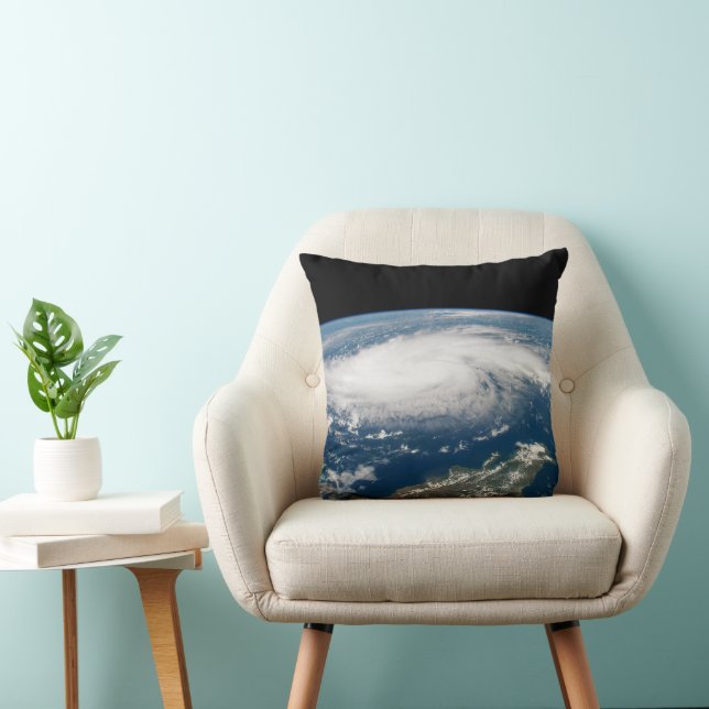 Hurricane Dorian Over The Atlantic Ocean. Throw Pillow (Chair)