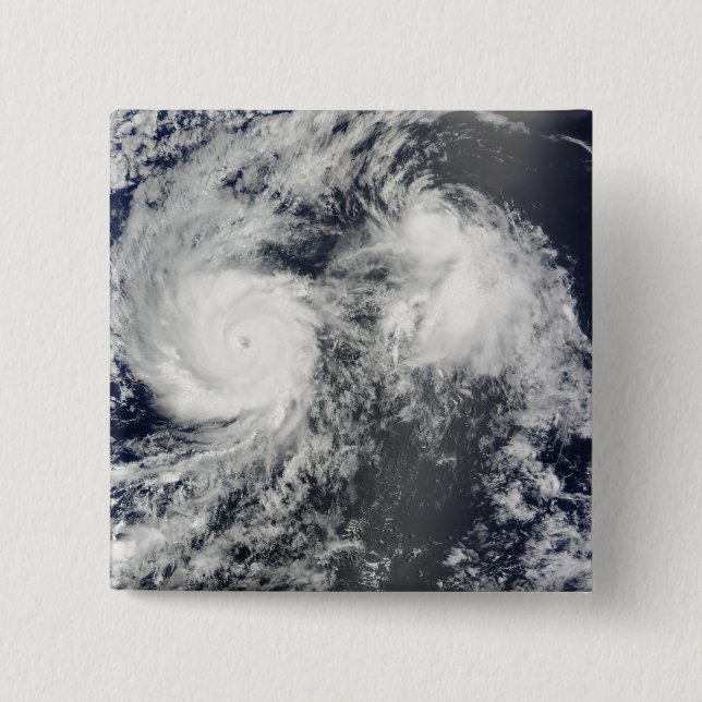 Hurricane Felicia and Storm Enrique east of Haw 2 Inch Square Button (Front)