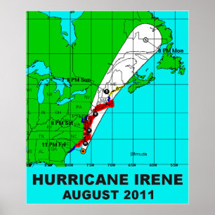 Hurricane Irene Path August 2011 Poster Print 36 b