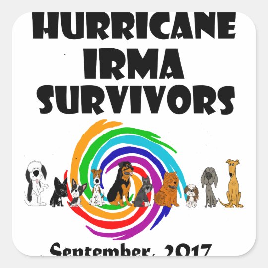 Hurricane Irma Dog Survivors 2017 Art Square Sticker