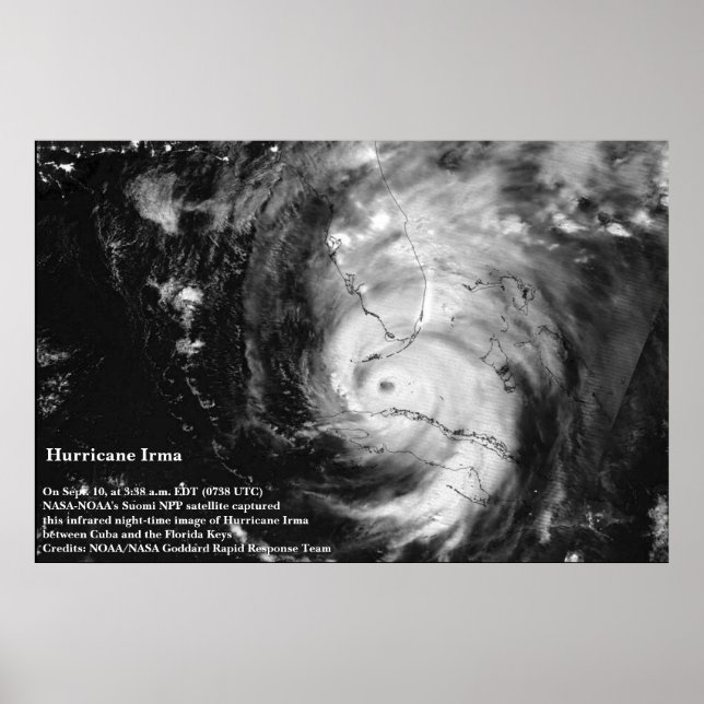 Hurricane Irma Infrared Satellite Image Poster (Front)