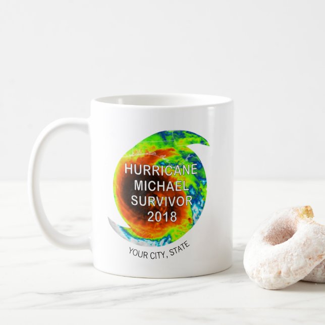 HURRICANE MICHAEL SURVIVOR 2018 | City, State Coffee Mug (With Donut)