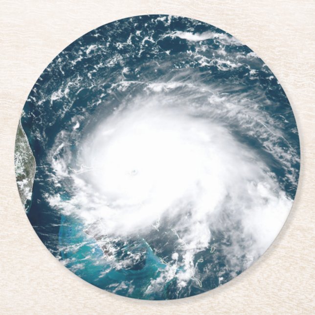 Hurricane off the coast of Florida   Round Paper Coaster (Front)