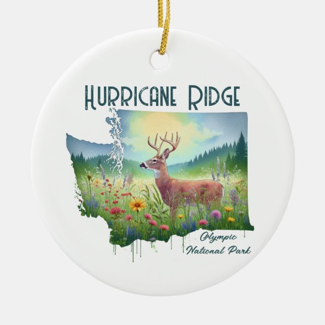Hurricane Ridge National Park Souvenir Gift Ceramic Ornament (Front)