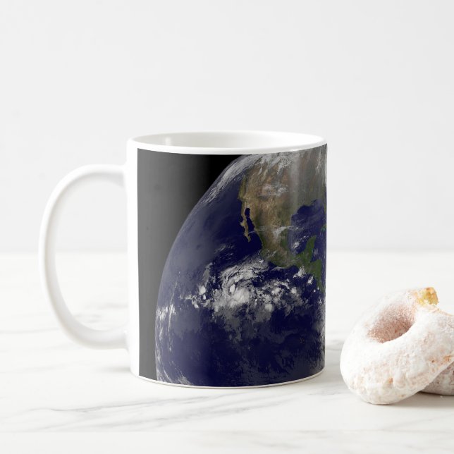 Hurricane Sandy Along The East Coast Of The Us. Coffee Mug (With Donut)