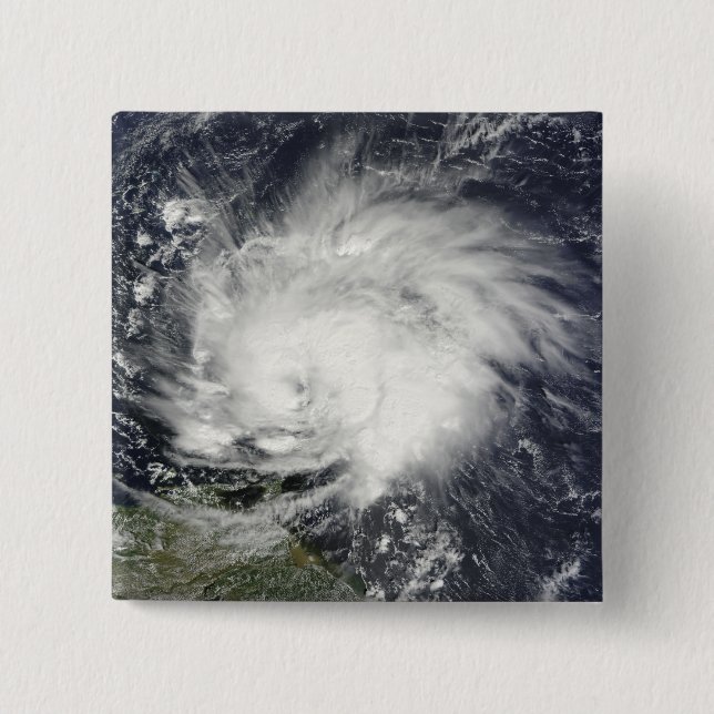 Hurricane Tomas over the Lesser Antilles 2 Inch Square Button (Front)