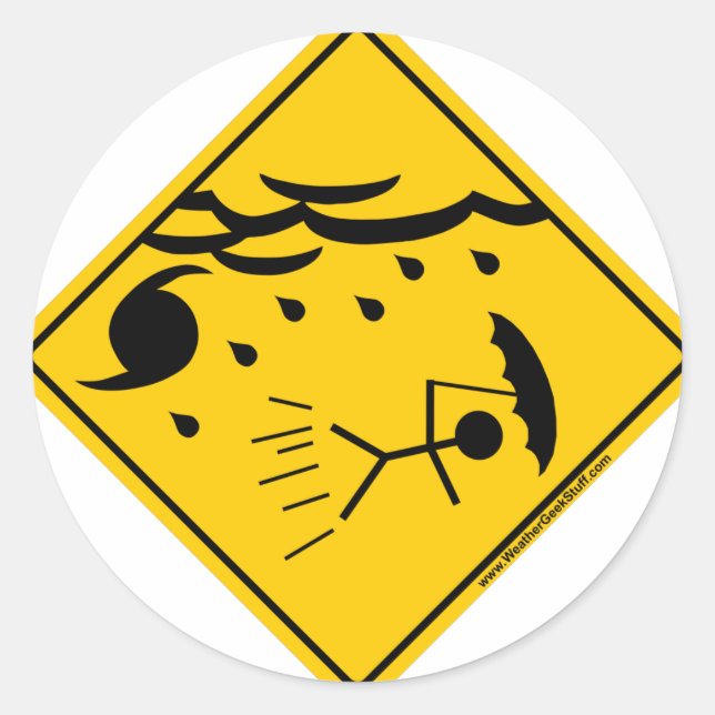 Hurricane Weather Warning Merchandise and Clothing Classic Round Sticker (Front)