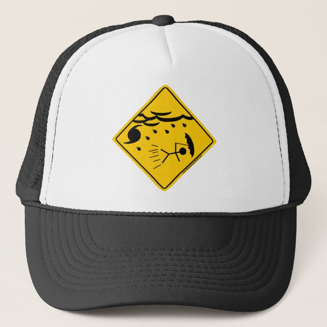 Hurricane Weather Warning Merchandise and Clothing Trucker Hat (Front)