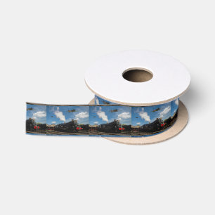 Hurricanes and steam train satin ribbon