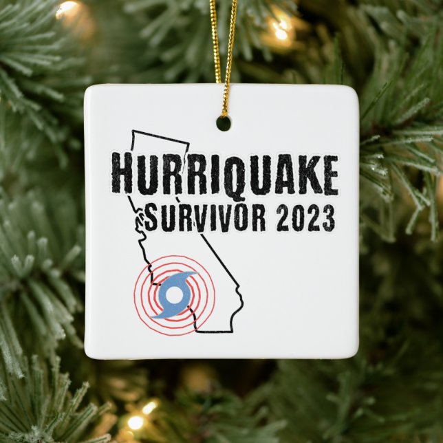 #Hurriquake Survivor 2023 Ceramic Ornament (Tree)