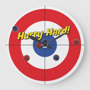 "Hurry Hard!" Curler's Clock - (Red)