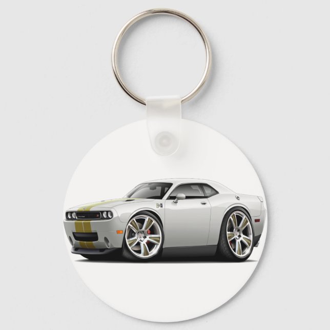 Hurst Challenger White-Gold Car Keychain (Front)