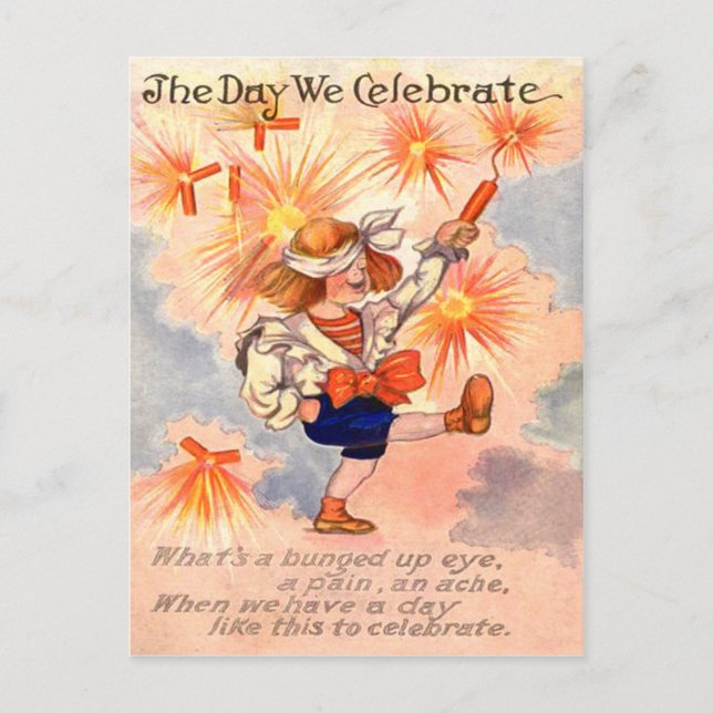 Hurt Eye Boy Fireworks Explosion Postcard (Front)
