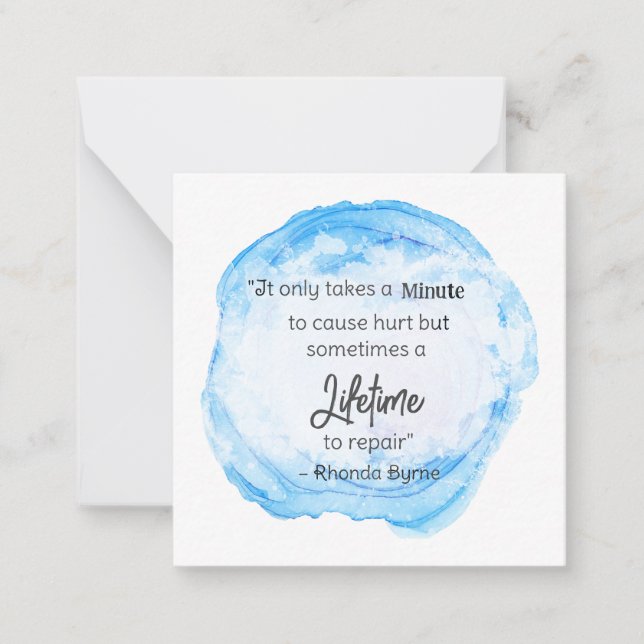 *~  Hurt Lifetime Watercolor Quote AP62  Note Card (Front)