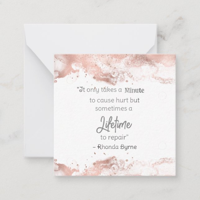 *~  Hurt Rose Gold Glitter Quote AP62  Note Card (Front)