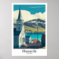 Husavik Iceland Art Vintage Travel Portrait 