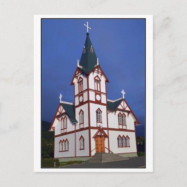Husavik Lutheran Church, Iceland. Postcard (Front)