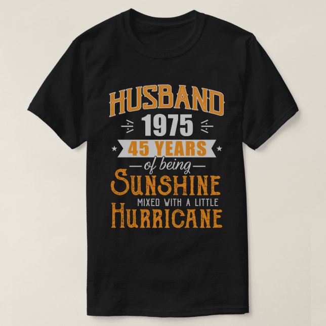 Husband 1975 Gift, 45 Years Wedding Anniversary T-Shirt (Design Front)