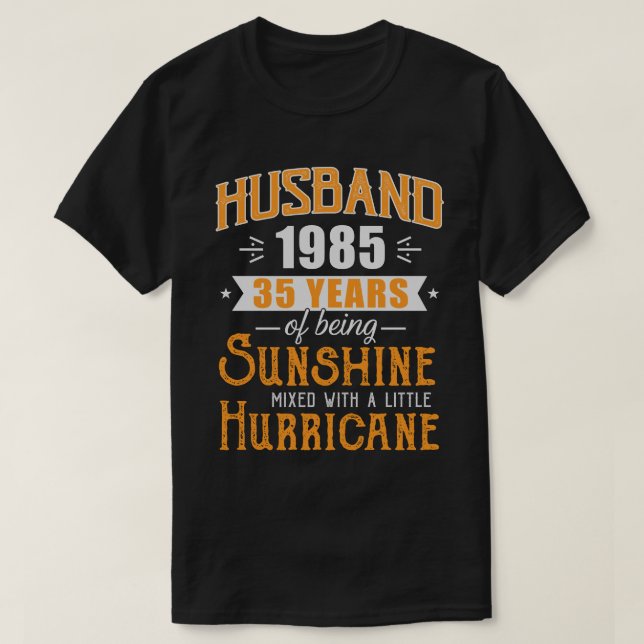 Husband 1985 Gift, 35 Years Wedding Anniversary T-Shirt (Design Front)