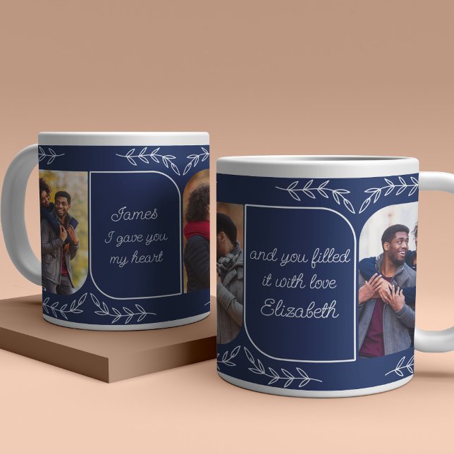 Husband 3 Vertical Photo Loving Words Personalized Large Coffee Mug (Creator Uploaded)