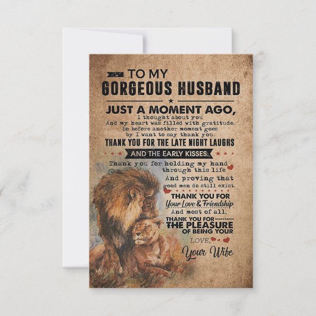 Husband A Moment To My Gorgeous Husband Thank You Card (Front)