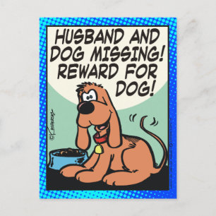 Husband and Dog Missing Postcard