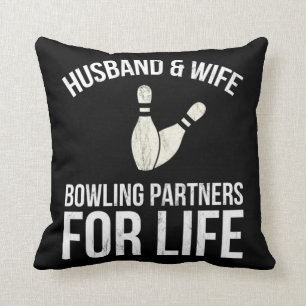 Husband And Wife Bowling Partners For Life Couples Throw Pillow