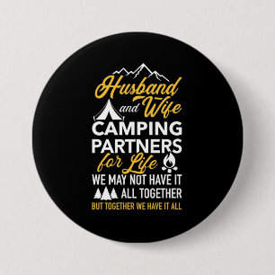 Husband And Wife Camping Partner For Life 3 Inch Round Button