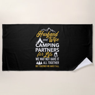 Husband And Wife Camping Partner For Life Beach Towel