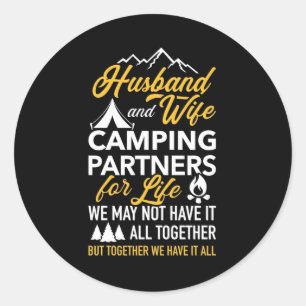Husband And Wife Camping Partner For Life Classic Round Sticker