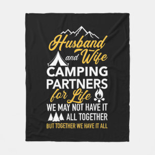 Husband And Wife Camping Partner For Life Fleece Blanket