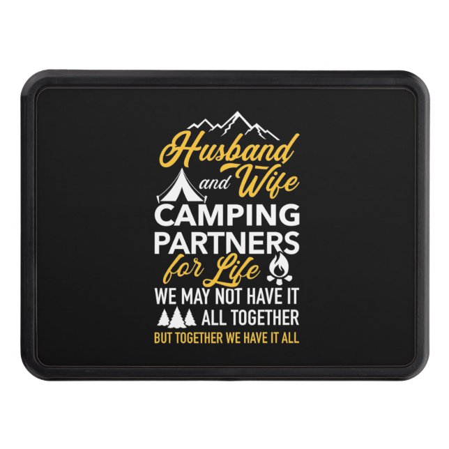 Husband And Wife Camping Partner For Life Trailer Hitch Cover (Front)