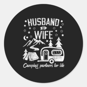 Husband And Wife Camping Partners For Life Funny M Classic Round Sticker